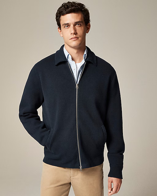 Cotton milano-stitch coach's sweater-jacket | J. Crew US