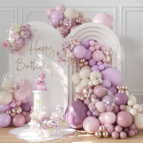 Purple Balloon Arch Kit 132Pcs purple and Pink Balloon Garland Arch Kit with Dusty Light Pink Gol... | Amazon (US)