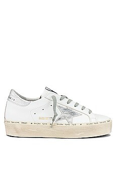 Golden Goose Hi Star Sneaker in White & Silver from Revolve.com | Revolve Clothing (Global)