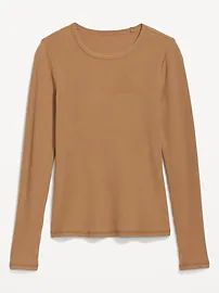 Plush Long-Sleeve Rib-Knit Slim-Fit T-Shirt for Women | Old Navy (US)