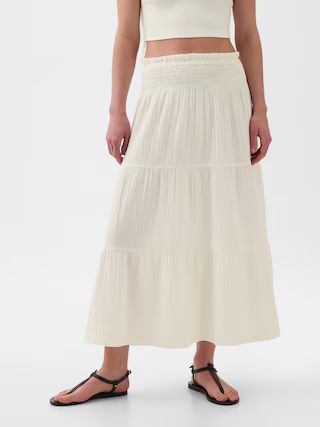Crinkle Gauze Tiered Maxi Skirt | Gap (US)