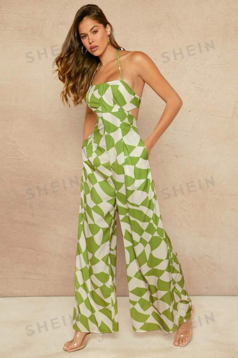 SHEIN Haute Geo Print Wide Leg Backless Jumpsuit

#LTKFindsUnder50