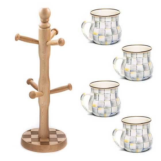 Sterling Check Enamel Mugs & Tower Set | MacKenzie-Childs