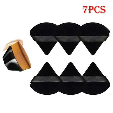 Dicasser 7 Pieces Powder Puff Triangle Flat Top Makeup Brush Pure Cotton Powder for Women Makeup(Bla | Walmart (US)
