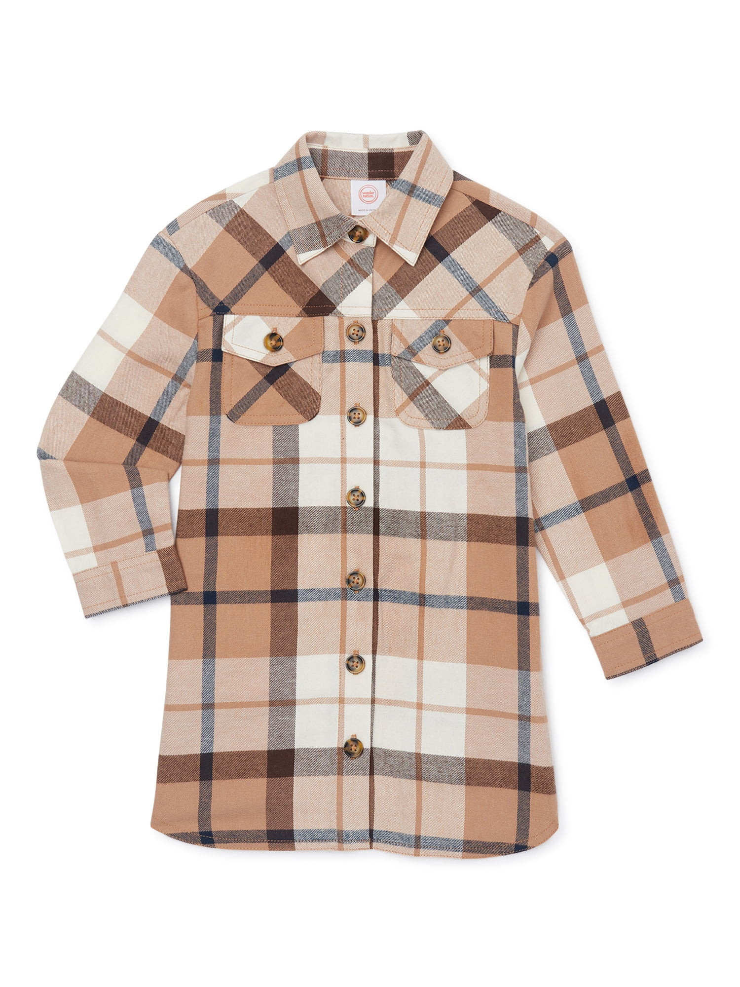 Wonder Nation Toddler Girls Flannel Dress, Sizes 12M-5T - Walmart.com | Walmart (US)