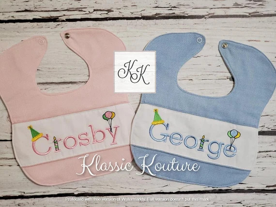 Birthday Bib First Birthday Bib Baby Boy Baby Girl Birthday Party Balloons Monogram | Etsy (US)