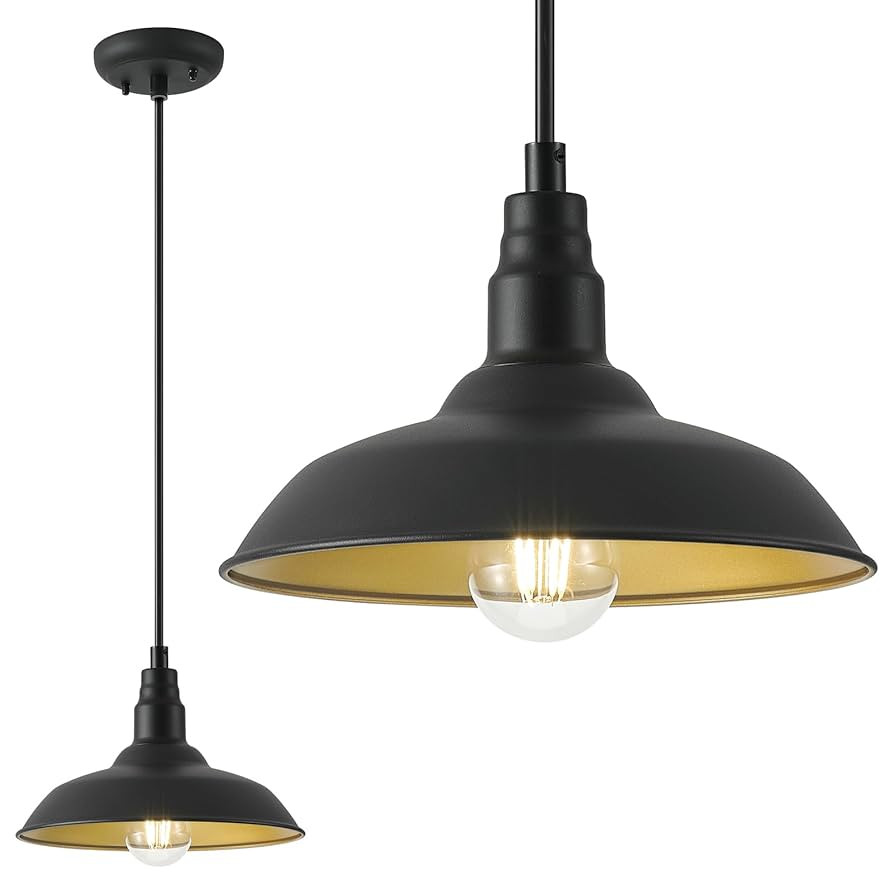 Farmhouse Pendant Lights with 10 Inch Dome, Barn Style Ceiling Mounted Light Fixture for Kitchen,... | Amazon (US)