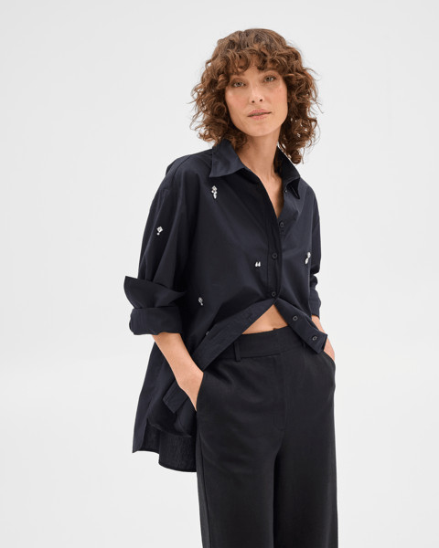 Long Sleeve Embellished Shirt - Preview - Black | Target AU