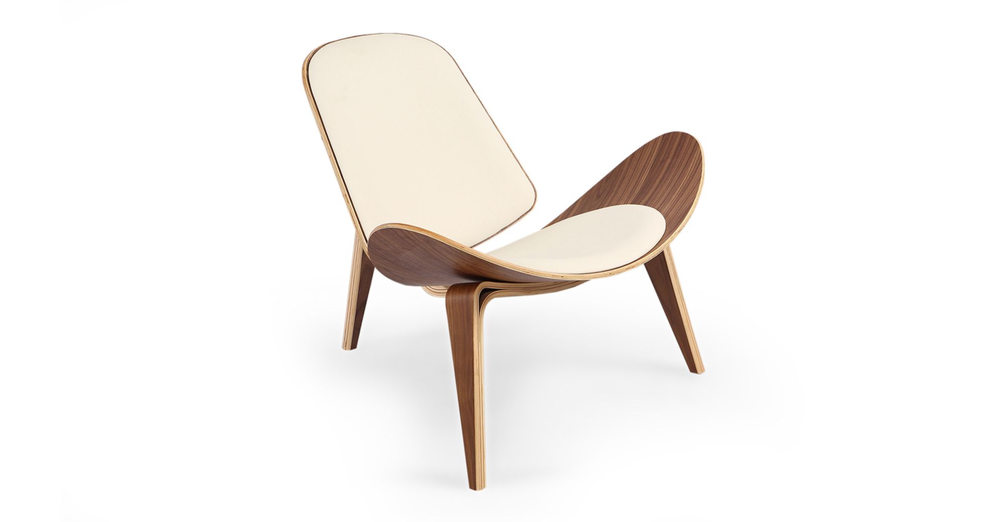 Tripod 36" Leather Chair, Walnut/Cream Italian | Kardiel