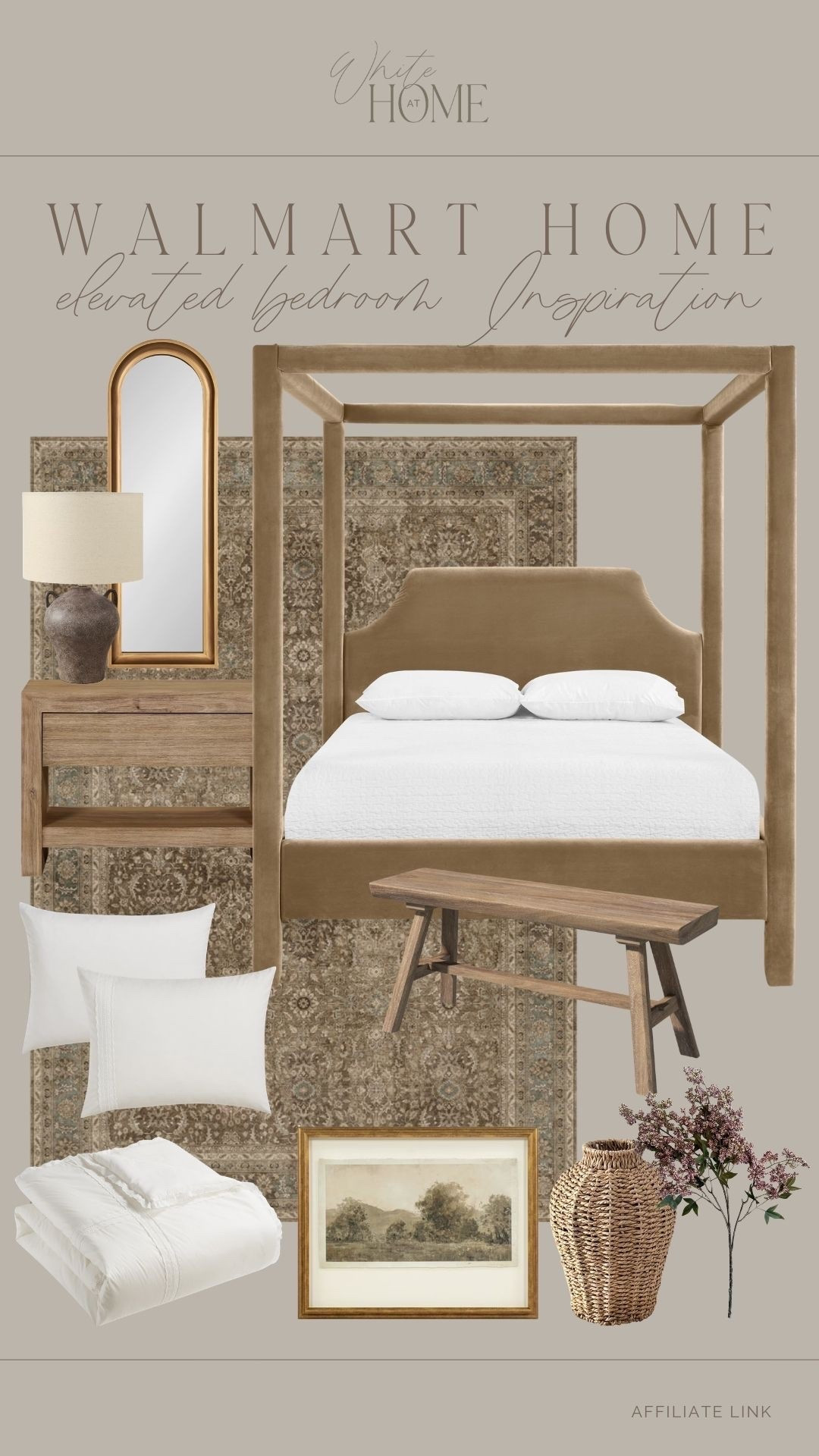 I’m loving this elevated Walmart bedroom inspiration! This velvet canopy bed is a statement piece that pairs beautifully with neutral bedding and natural wood accent furniture for a cozy and warm bedroom.

#LTKHome