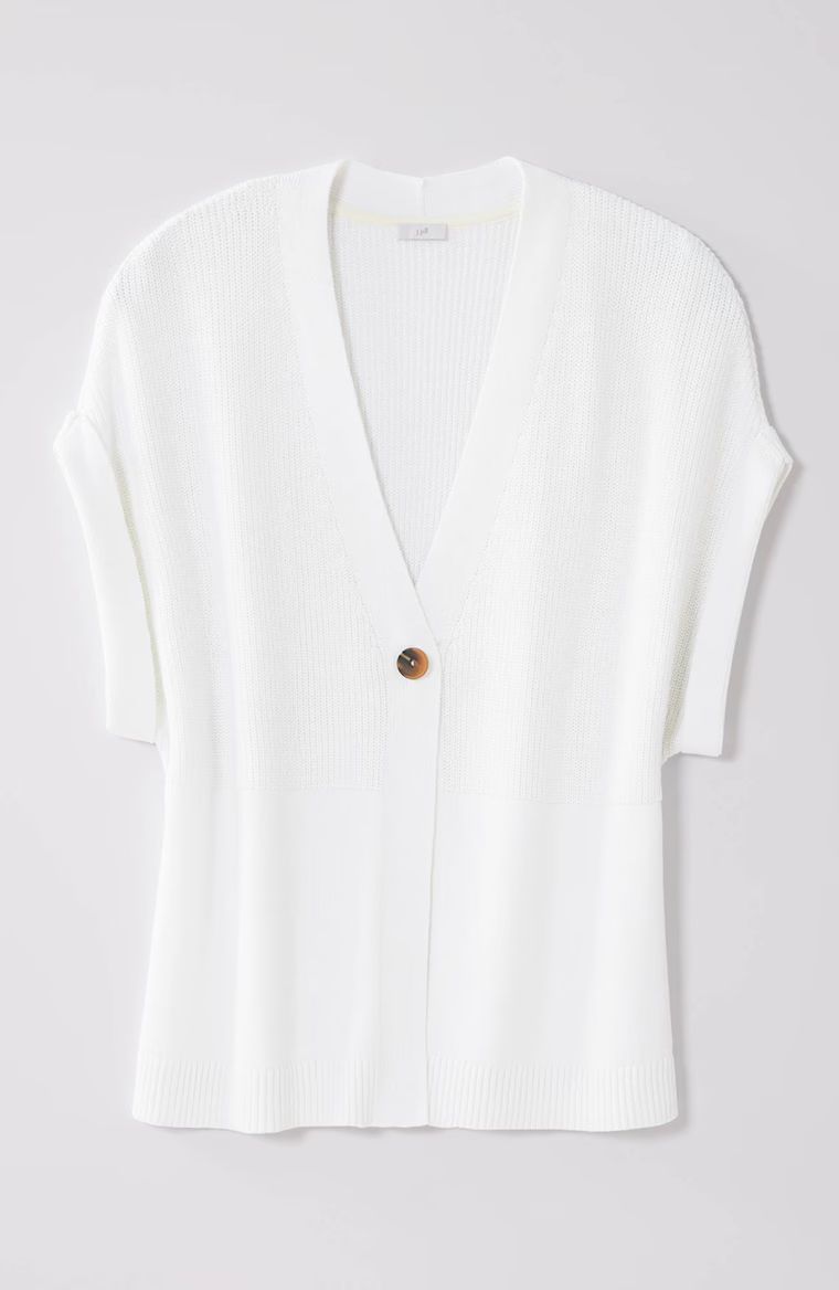 Ribbed-Detail Short-Sleeve Cardi | J. Jill