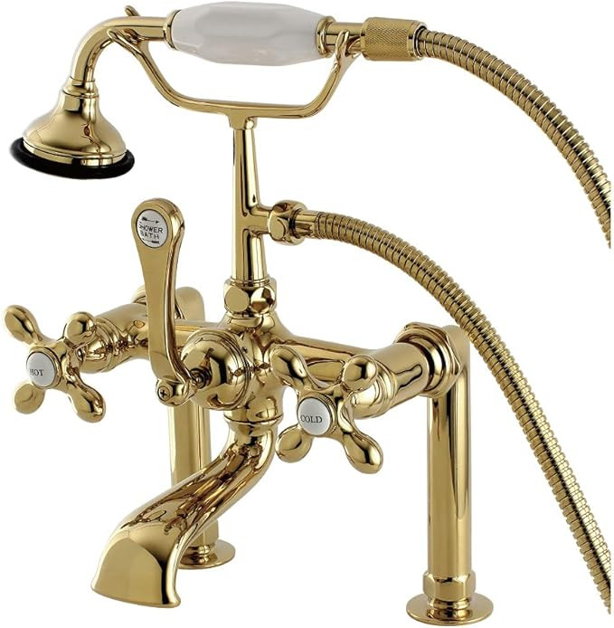 Kingston Brass AE109T2 Aqua Vintage Clawfoot Tub Faucet, Polished Brass | Amazon (US)
