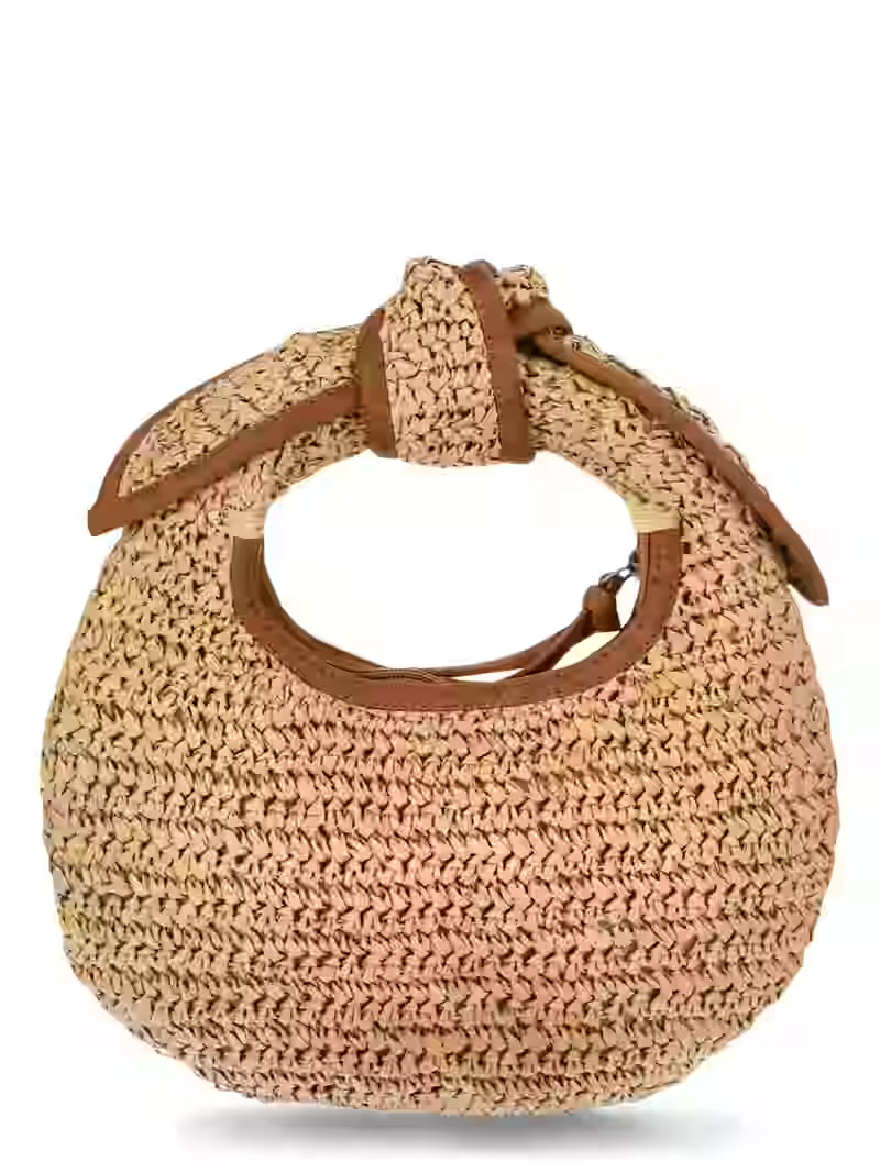 Time and Tru Women's Top Knot Mini Crescent Bag, Natural | Walmart (US)