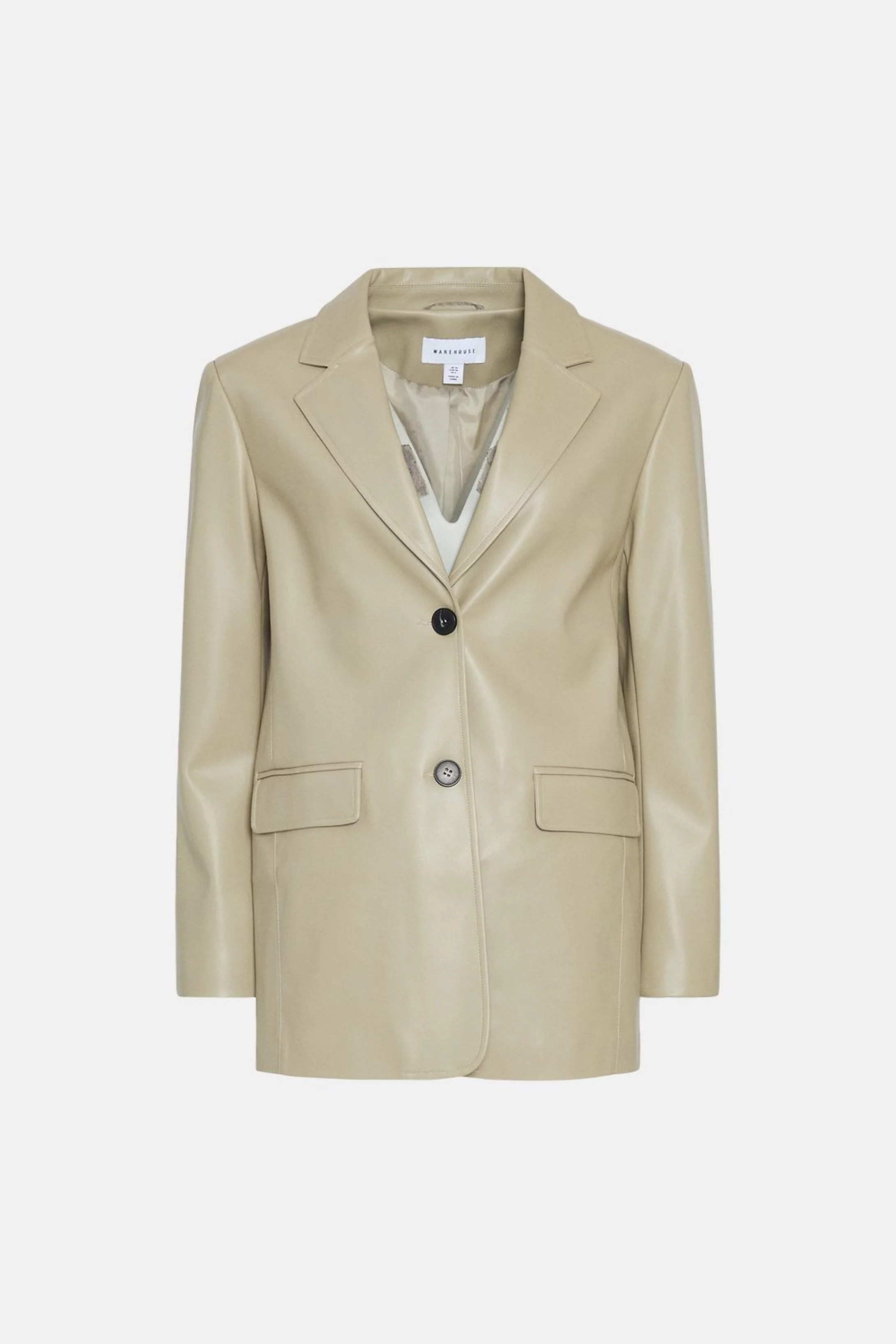 Single Breasted Modern Faux Leather Blazer | Warehouse UK & IE