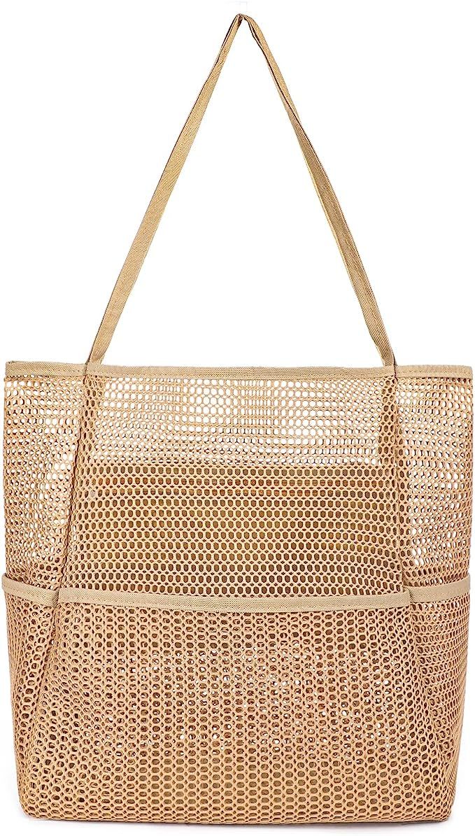 XZQTIVE Mesh Beach Tote Women Shoulder Handbag Max 23L Large Hobo Bags Lightweight Packable Tote ... | Amazon (US)