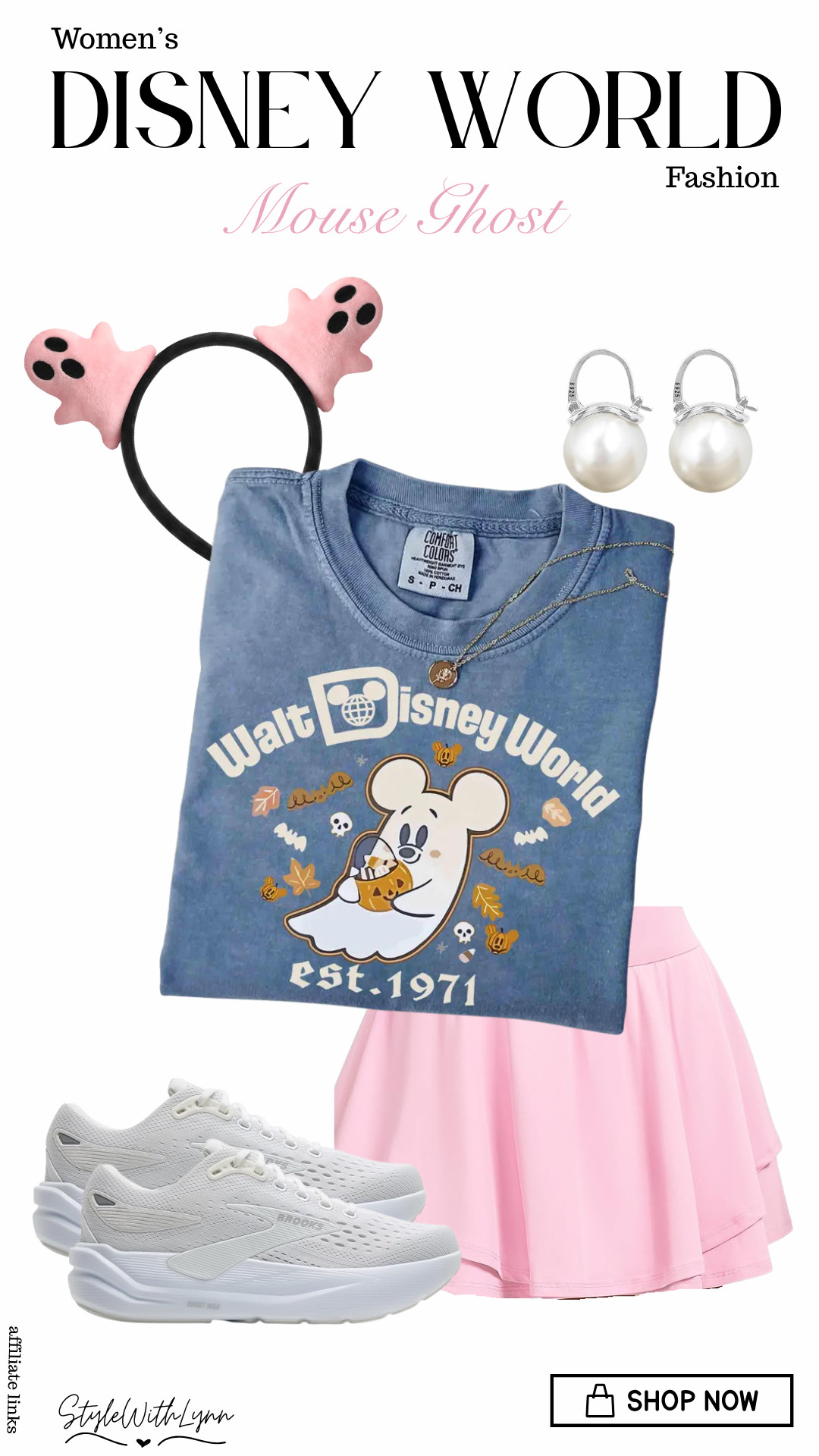🎃👻 Boo-tiful Disney style is calling! This adorable Mouse Ghost outfit is the perfect mix of spooky and sweet. Pair a cozy ghost tee with a pink athletic skort, comfy white Brooks sneakers, pearl earrings, and ghost ears for a Halloween look that's cute enough for Main Street and comfortable enough for a full day of magic. Whether you're heading to Mickey's Not-So-Scary Halloween Party or enjoying a fall Disney day, this outfit is sure to turn heads.

✨ Shop the complete look on my LTK, and save this post for your next Disney Halloween trip!

#DisneyWorld #DisneyHalloween #MickeysNotSoScaryHalloweenParty #DisneyStyle #DisneyOutfit #DisneyFashion #DisneyBound #DisneyMom #HalloweenAtDisney #MagicKingdom #DisneyInspired #ParkOutfit #DisneyAesthetic #DisneyOOTD #DisneyCreator #FallDisneyStyle #MouseGhost #HalloweenOutfit 

 #LTKootd #LTKSeasonal #LTKTravel