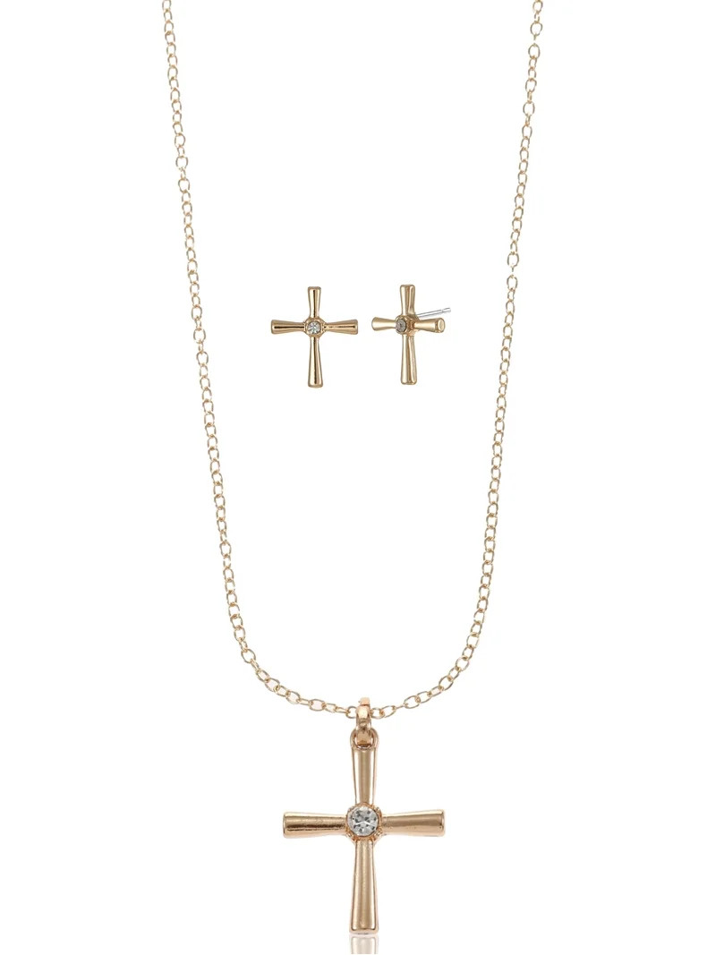 Way to Celebrate Easter Gold Cross Earring and Necklace Set | Walmart (US)