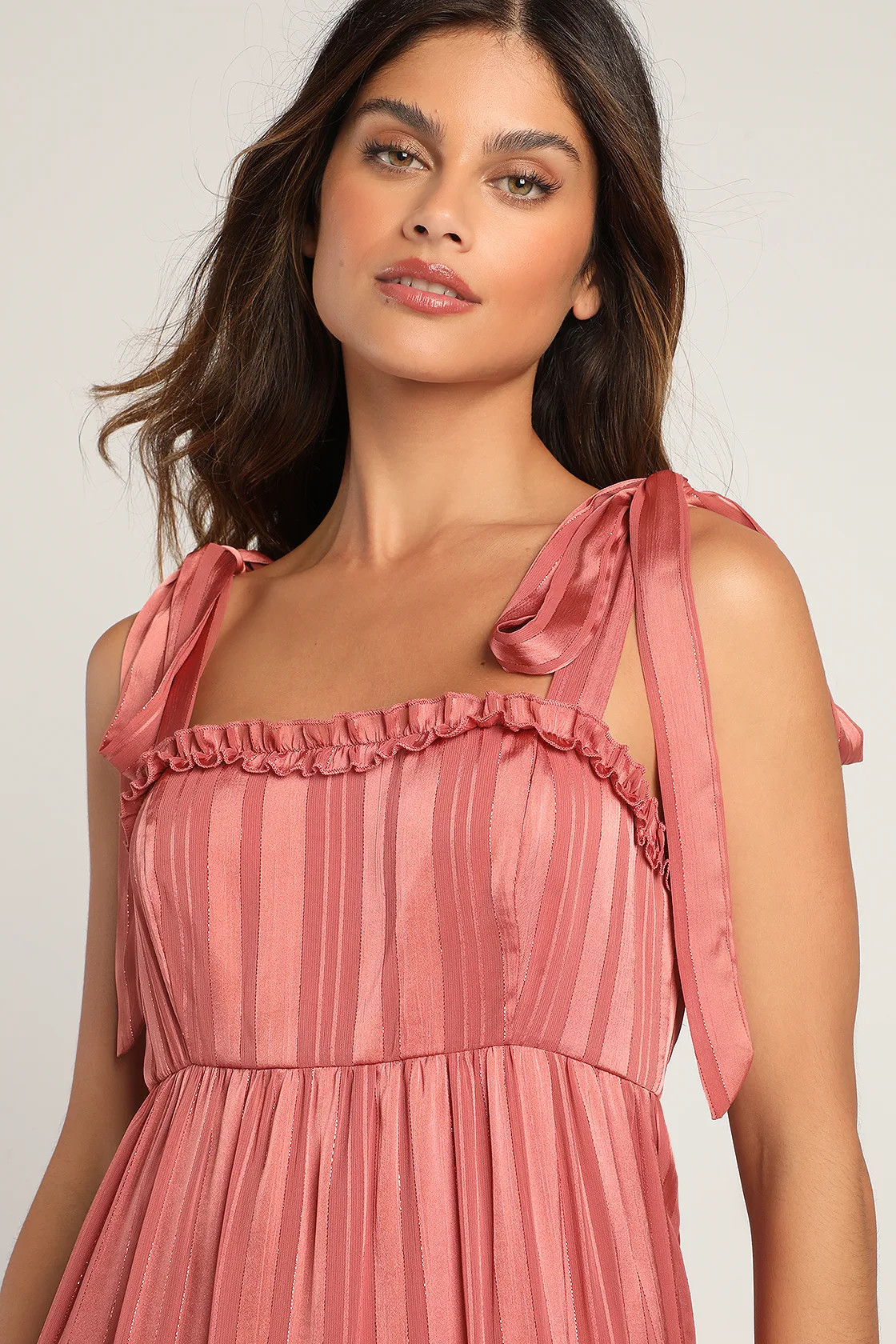 Day for Romance Mauve Tie-Strap Tiered Midi Dress | Lulus (US)