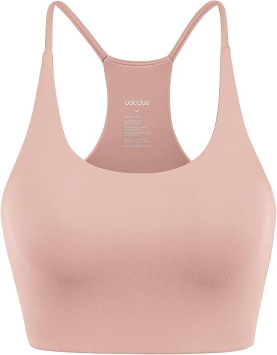 ODODOS Halter Sports Bra for Women Non Padded Strappy Cropped Tops Workout Yoga Crop | Amazon (US)