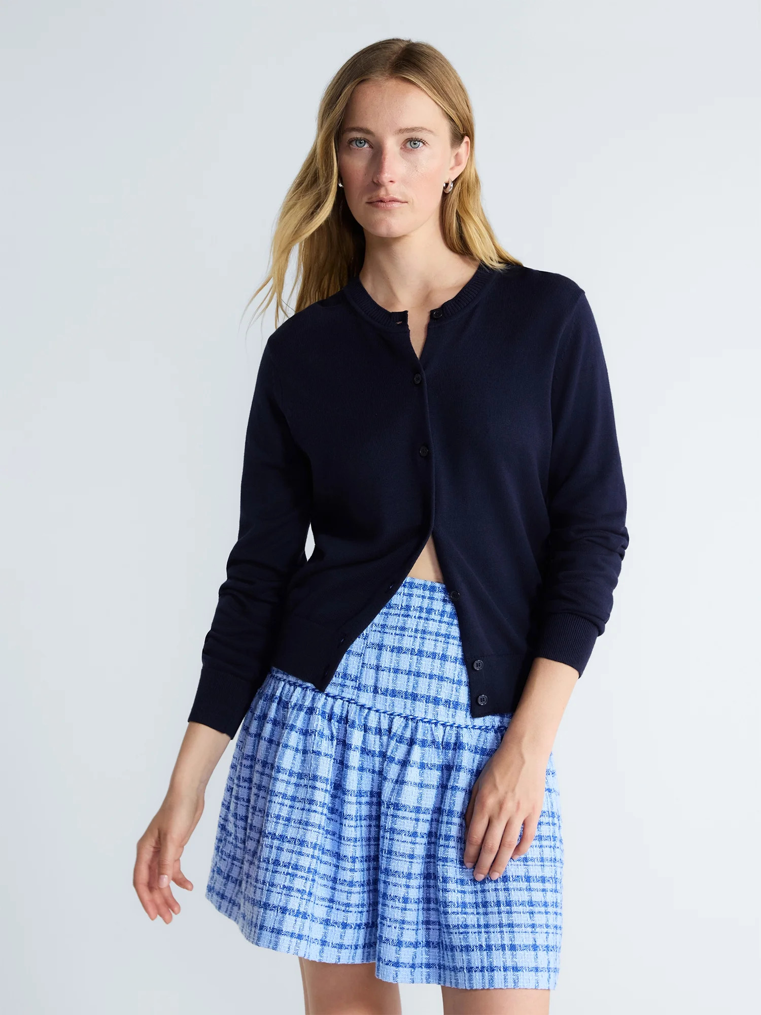 Free Assembly Women's Classic Cardigan Sweater with Long Sleeves, Lightweight, Sizes XS-XXL | Walmart (US)