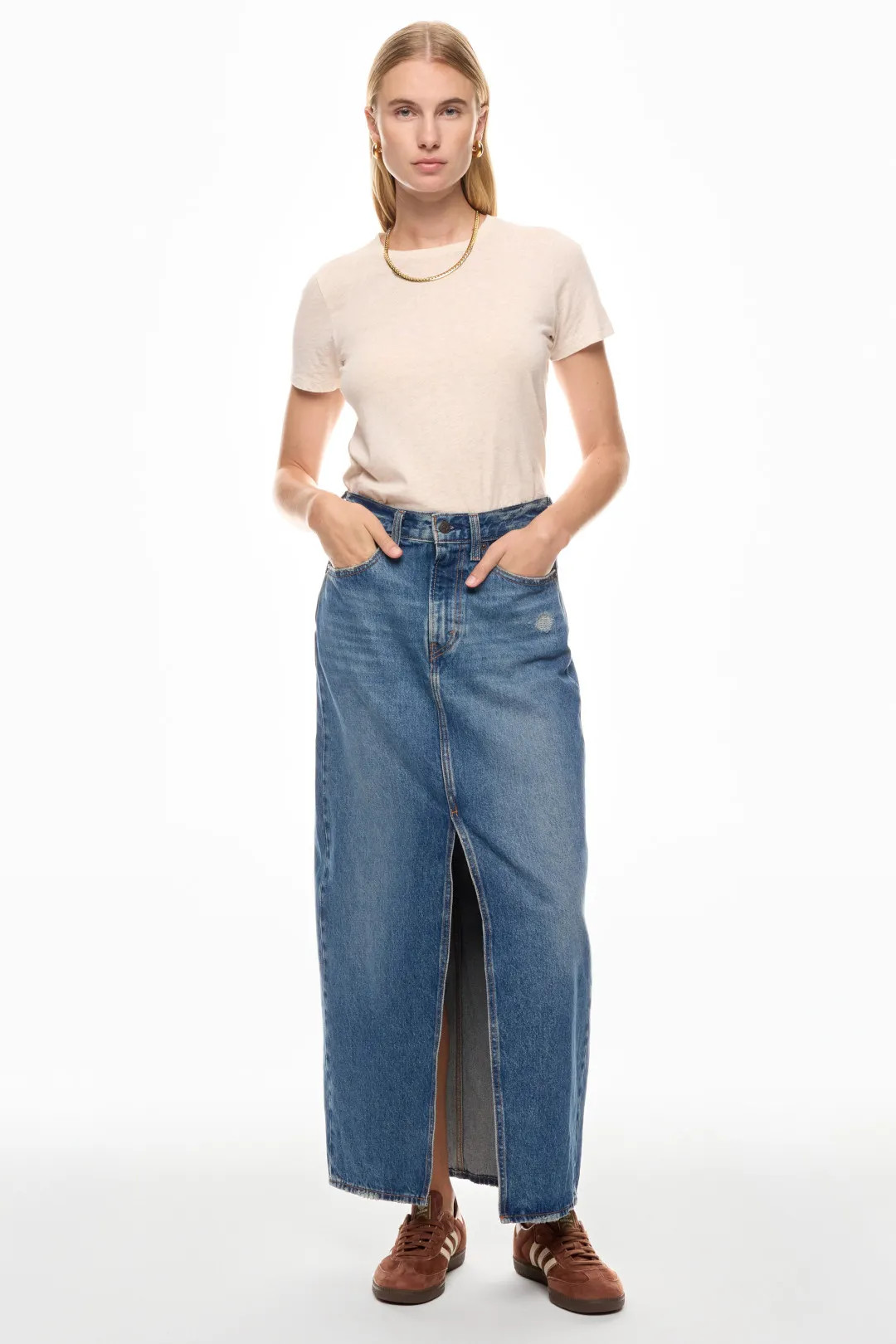 Levi's Maxi Denim Skirt With Slit | Rent the Runway