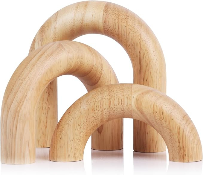 LCCCK Wooden Arch Book Decor Aesthetic, Boho Bookshelf Knot Decorative Object, Modern Home Wood D... | Amazon (US)