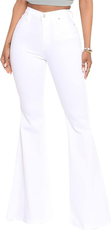 YouSexy Women's Flare Bell Bottom Jeans Destroyed Flare Denim Pants 70s Outfits for Women | Amazon (US)