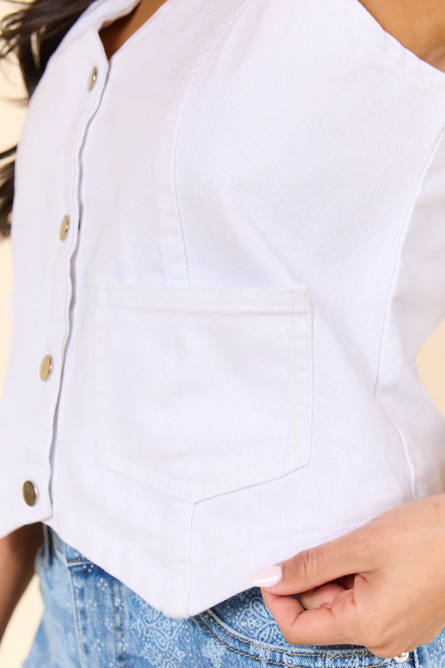 Beneath The Moon White Denim Vest SALE | Pink Lily