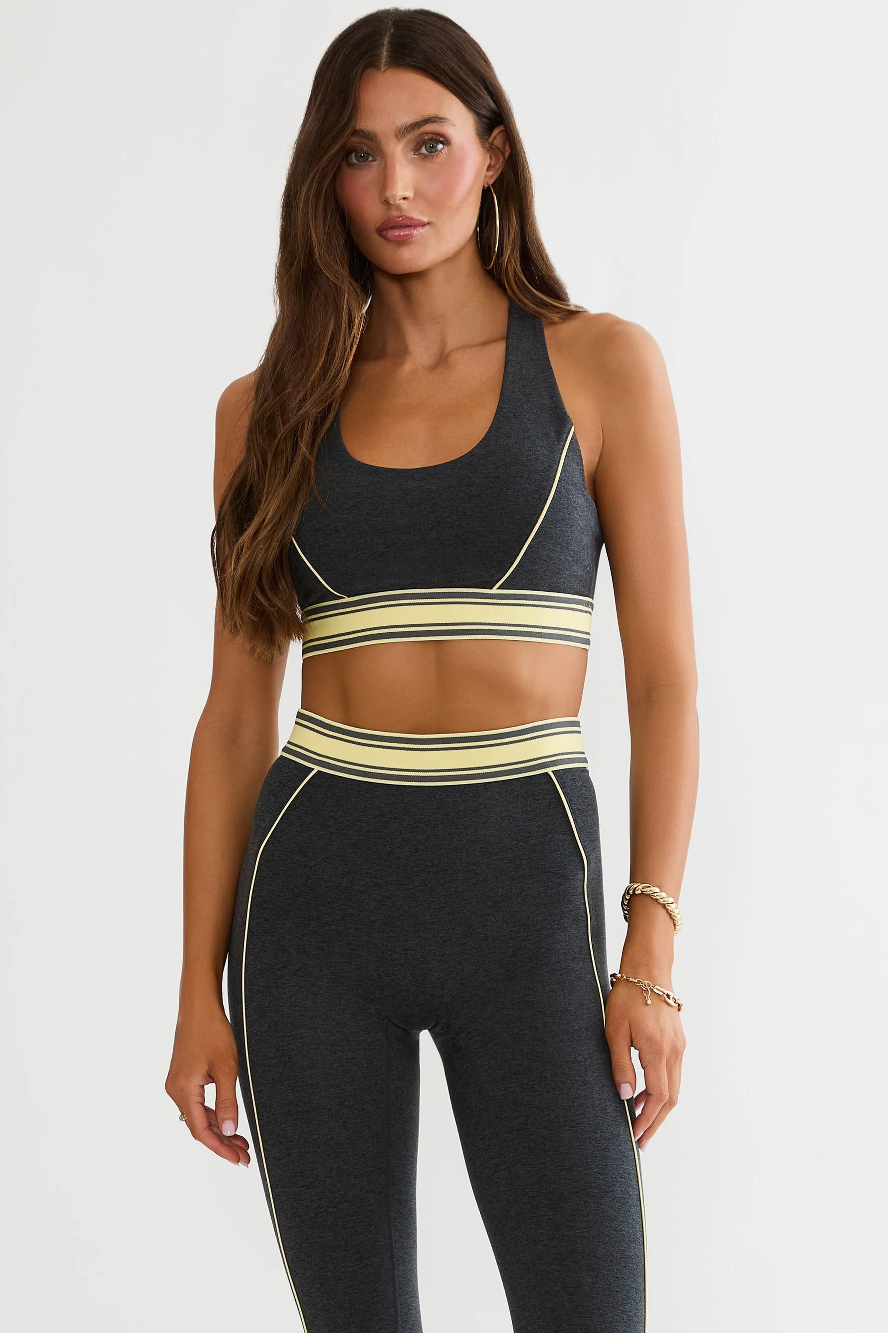 Lucille Top Butter Gray Soft Serve | Women's Racerback Sports Bra | Beach Riot | Beach Riot