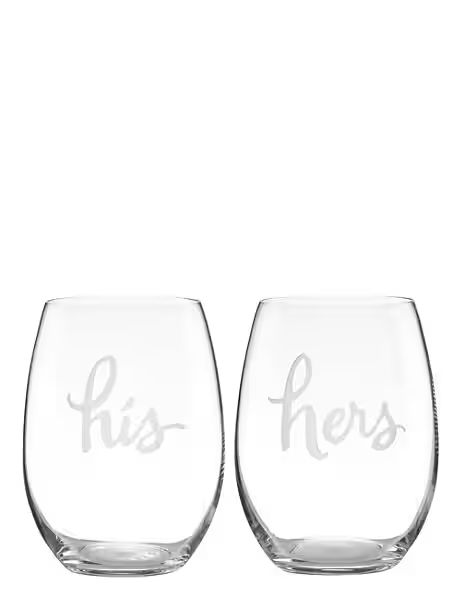 two of a kind stemless his and hers wine glasses | Kate Spade (US)