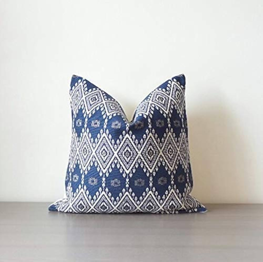 18 x 18 inches Blue Woven Pillow Cover, Royal Blue Geometric Pillow Case, Blue Cushion Cover, Blu... | Amazon (US)
