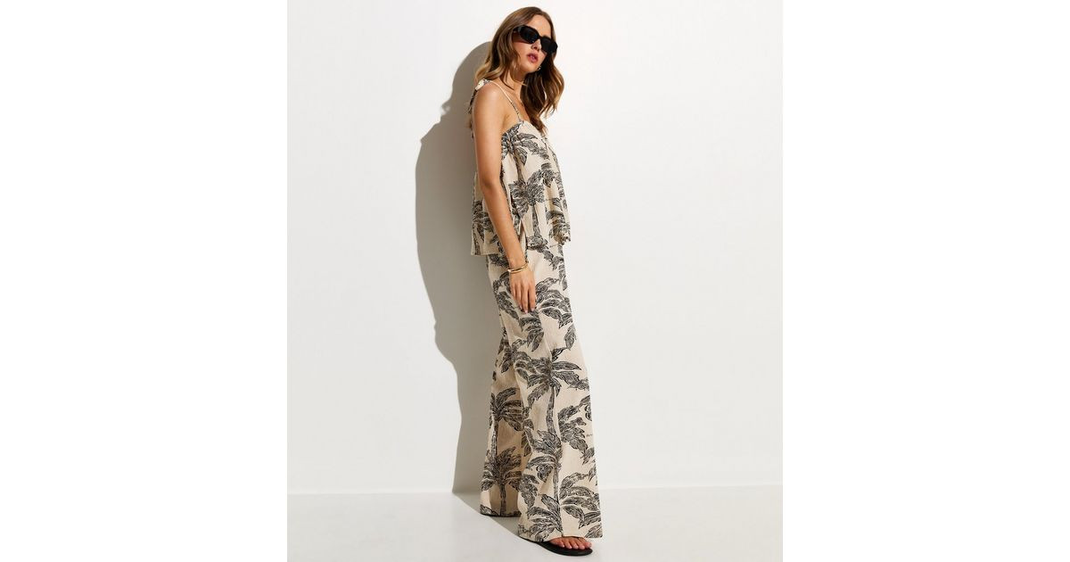 Cream Palm Tree Print Beach Trouser | New Look | New Look (UK)