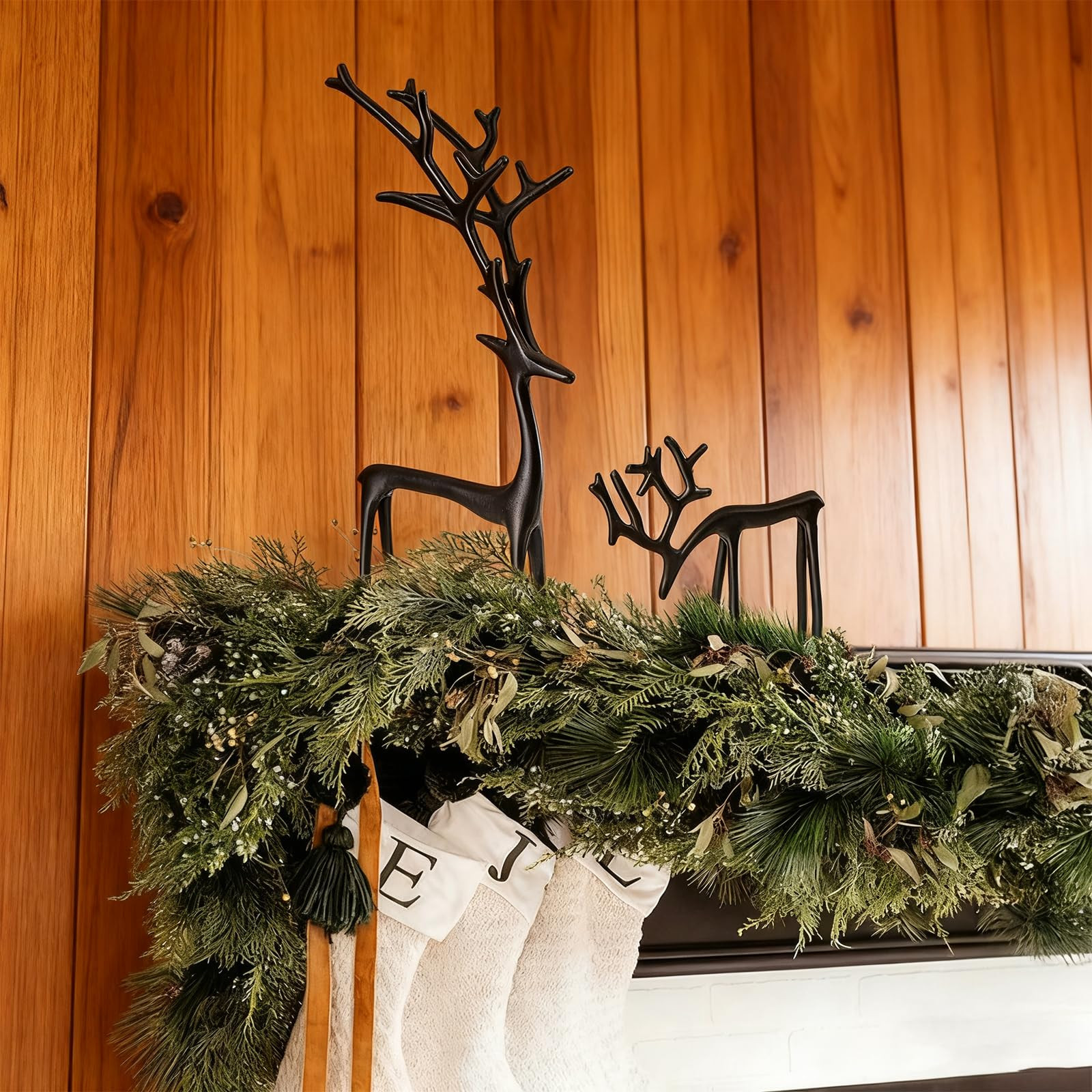 Christmas Decorations - Black Reindeer Statues - Modern Xmas Figurines - Table Centerpieces - Ele... | Amazon (US)