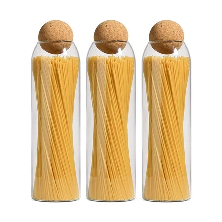 ComSaf Glass Storage Jars with Ball Cork Lid 50 oz Set of 3 Round | Walmart (US)