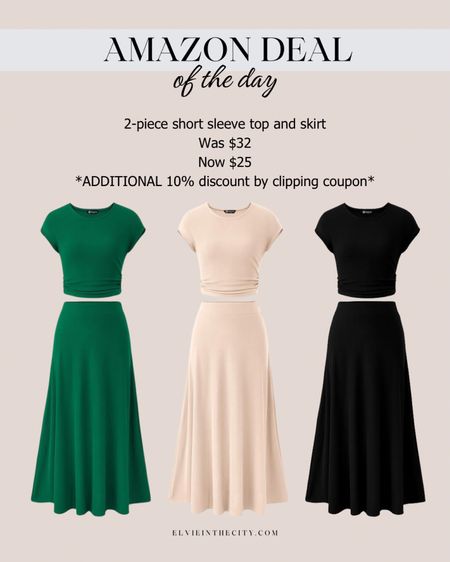 This two-piece tee and skirt set is 23% off, plus save an additional 10% by using the coupon code. Comes in a ton of colors. 

Ootd, spring outfit idea, resort wear, vacation style, fashion over 40

#LTKsalealert #LTKfindsunder50 #LTKstyletip