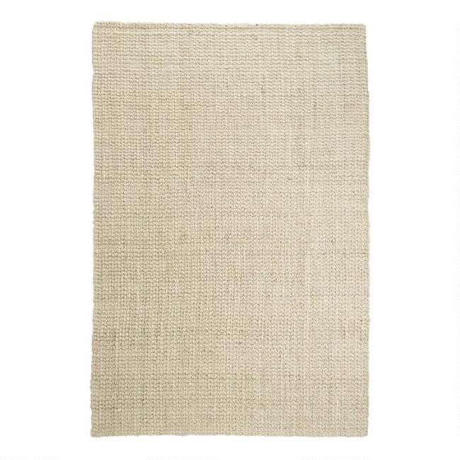 Bleached Ivory Basket Weave Jute Area Rug | World Market