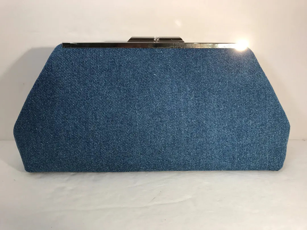 Basic Blue Jean Denim Clutch Purse With Silver Tone Finish Snap Close Frame, Jean Purse, Country,... | Etsy (US)