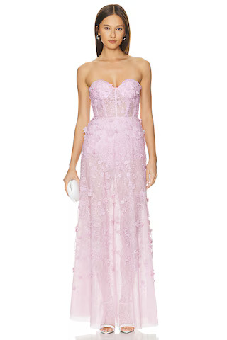 BCBGMAXAZRIA Long Floral Evening Dress in Lilac from Revolve.com | Revolve Clothing (Global)