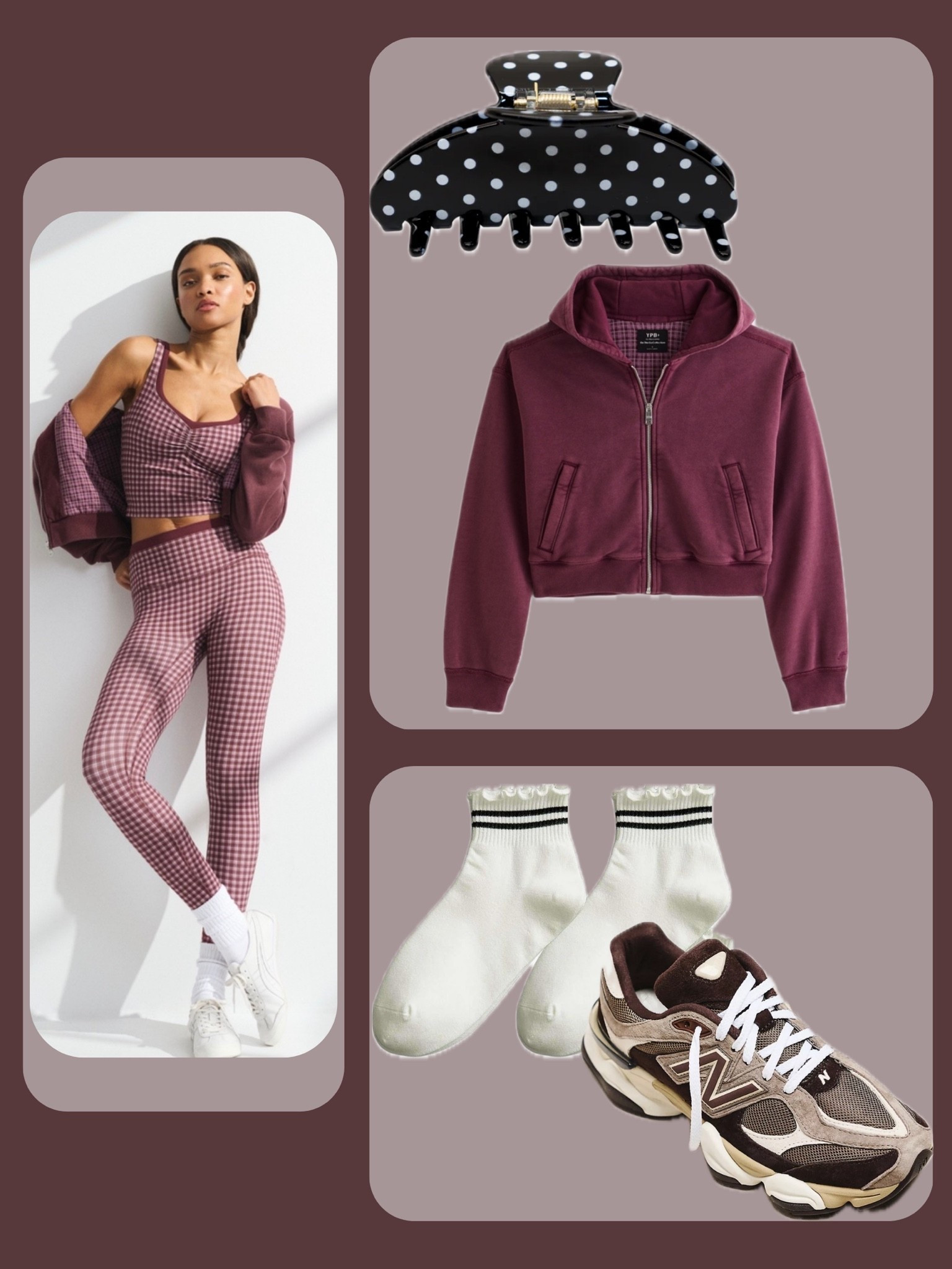 | burgundy and black workout sets | polka dot claw clip | fall sneakers | autumn outfits | crew ruffle socks | fall accessories |

#LTKActive #LTKfitnessgoals #LTKootd