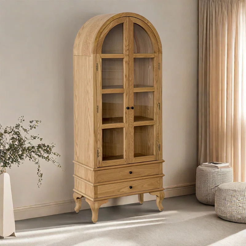 GINATOL Rural Curved Top Oak Solid Wood  Bookcase. | Wayfair | Wayfair North America