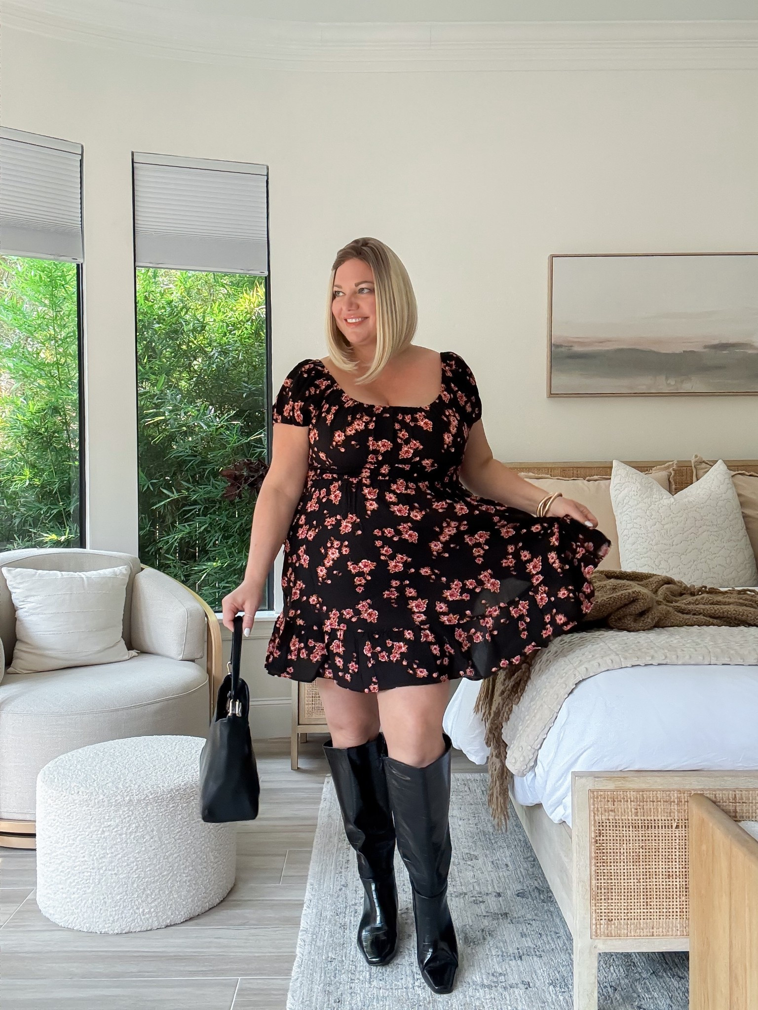 #WalmartPartner Date night outfit from @walmartfashion 

I paired this cute babydoll dress with boots and a cute bag. Wearing a L dress.  Runs a little big, I’d size down.  Easily pair with a sweater for chilly nights. 

#walmartfashion #datenight #fallfashion  #datenight 

#LTKMidsize #LTKFindsUnder50 #LTKItBag