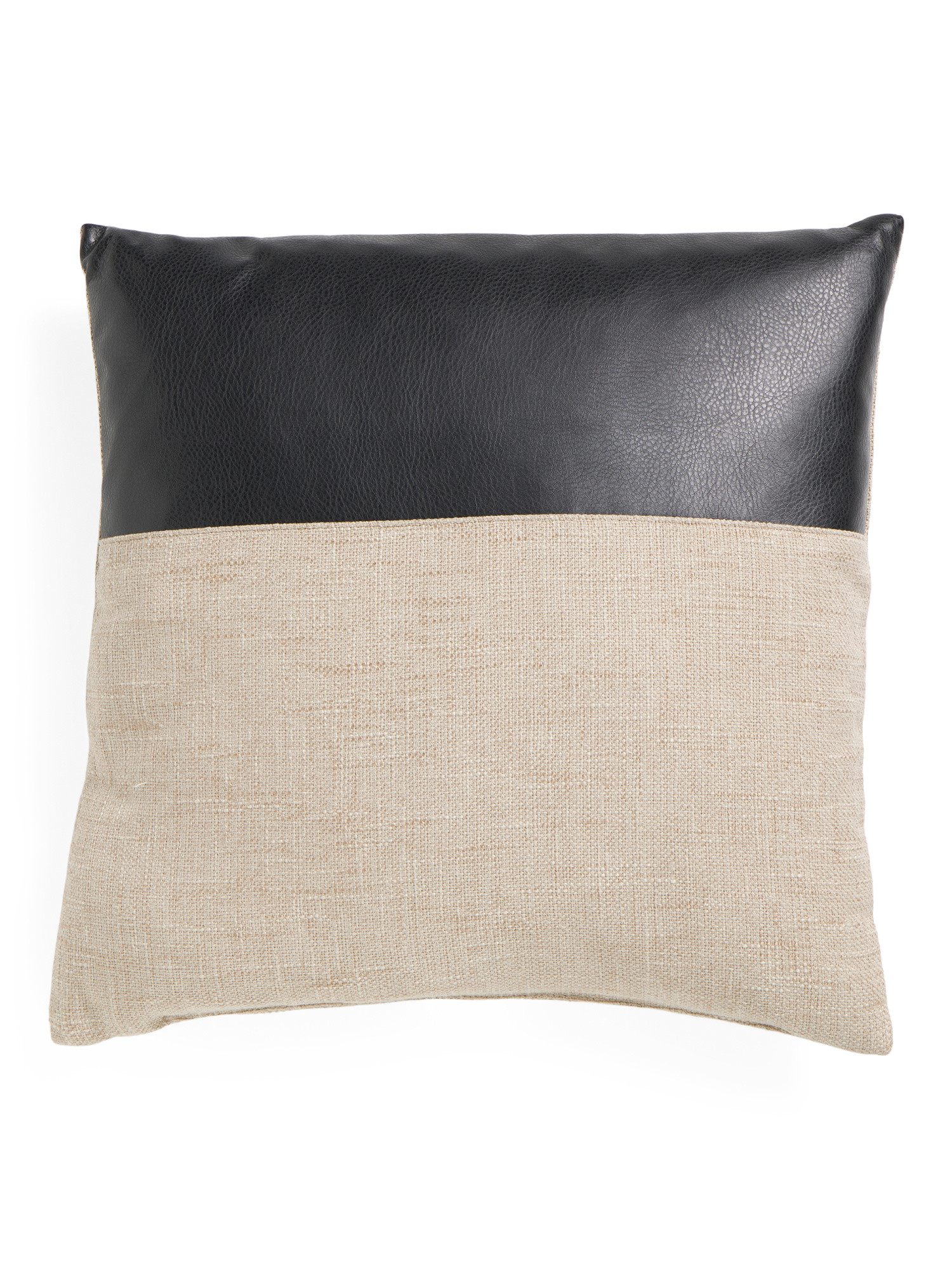 22x22 Linen And Faux Leather Pillow | TJ Maxx