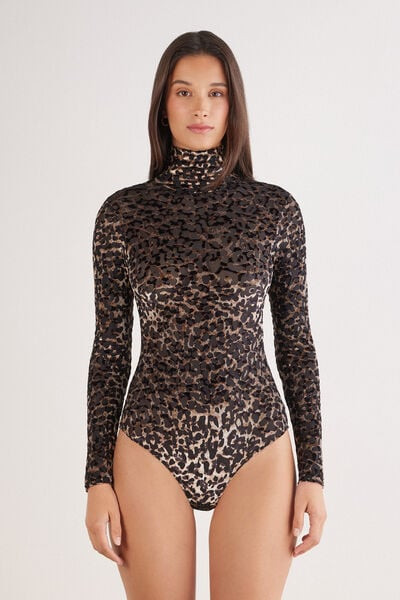 Intimissimi A Moment of Glamour Long Sleeve Devorè Bodysuit Woman Print Size S | Intimissimi (US)