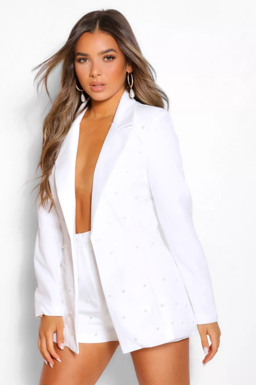Petite Pearl Detail Blazer | Boohoo.com (US & CA)