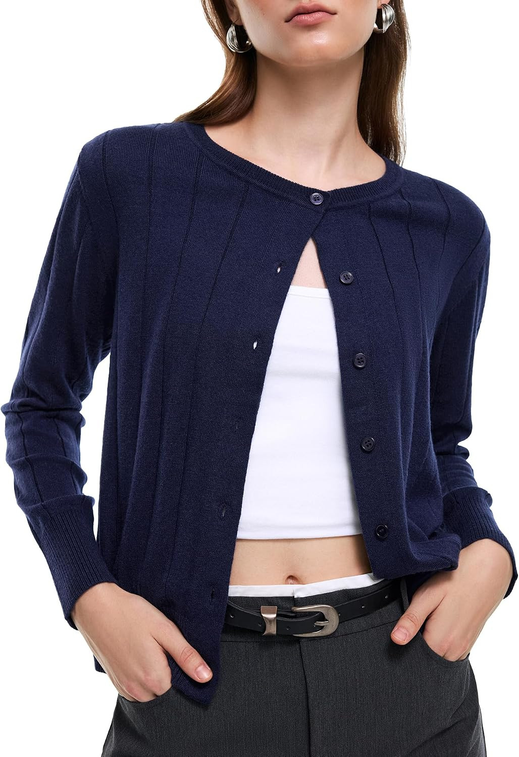 Women's Wool Blend Cardigan Lightweight Knit Sweaters Fall Outfits | Amazon (US)