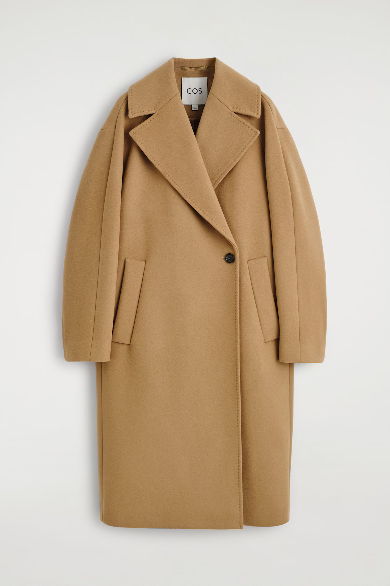 OVERSIZED DOUBLE-BREASTED WOOL LONG COAT - CAMEL | COS GB | COS UK