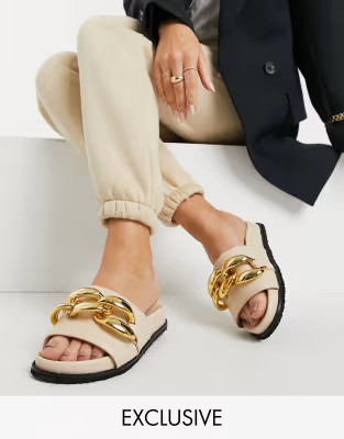 Z_Code_Z Exclusive Mimi slide sandals with chunky chain in bone | ASOS (Global)