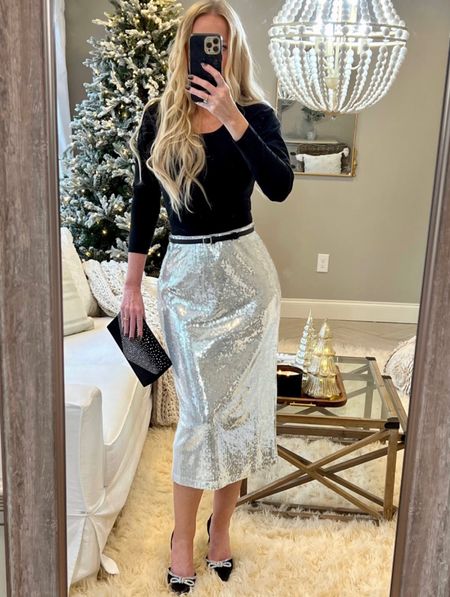 Love this silver sequin pencil skirt from Walmart! Very affordable and easy to mix and match. Comes in many colors  
Holiday outfits 
Sequin skirt
New year’s outfit 

#LTKHoliday #LTKstyletip #LTKunder50