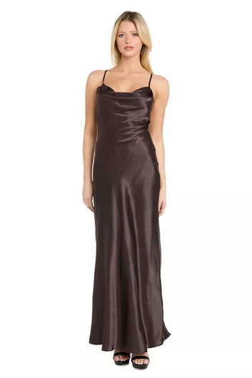 Long Spaghetti Strap Charmeuse W Draped Front And X Back | Belk