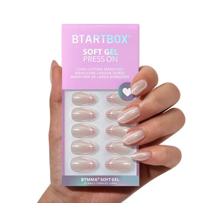 BTArtbox Press-On Nails - Peppermint Kiss - S Almond -  32ct | Target